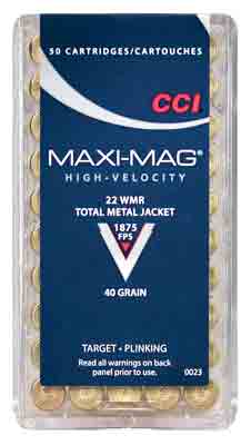 CCI MAXI-MAG 22WMR 40GR FMJ SOLID 1875FPS 50RD 40BX/CS - for sale