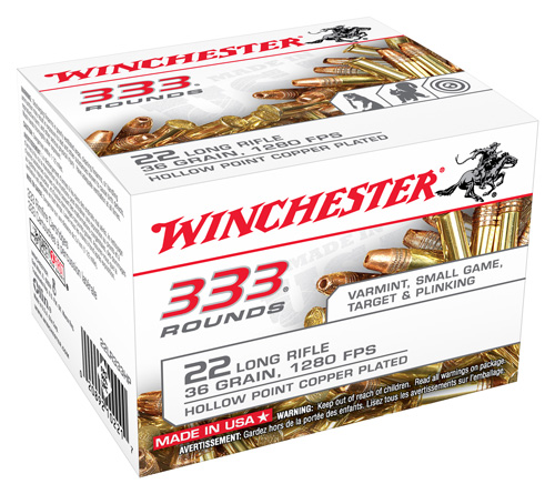 WINCHESTER 22LR 36GR PLATED HP 1280FPS 333RD 10BX/CS - for sale