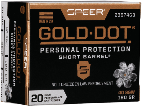 SPEER GOLD DOT 40 SW 180GR GDHP SHORT BARREL 20RD 10BX/CS - for sale