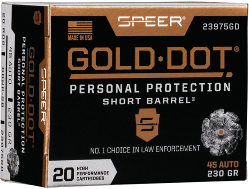 SPEER GOLD DOT 45 ACP 230GR GDHP SHORT BARREL 20RD 10BX/CS - for sale