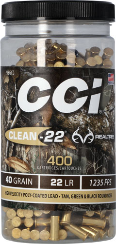 CCI CLEAN 22LR 40GR REALTREE POLY COATED RN 400RD 8BX/CS - for sale
