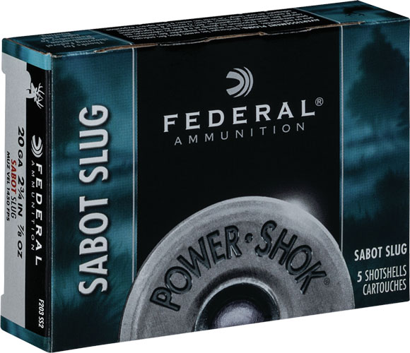 FEDERAL POWER SHOK 20GA 2.75" 7/8OZ SABOT SLUG 5RD 50BX/CS - for sale