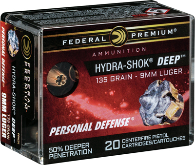 FEDERAL 9MM LUGER 135GR HYDRA-SHOK DEEP HP 20RD 10BX/C - for sale