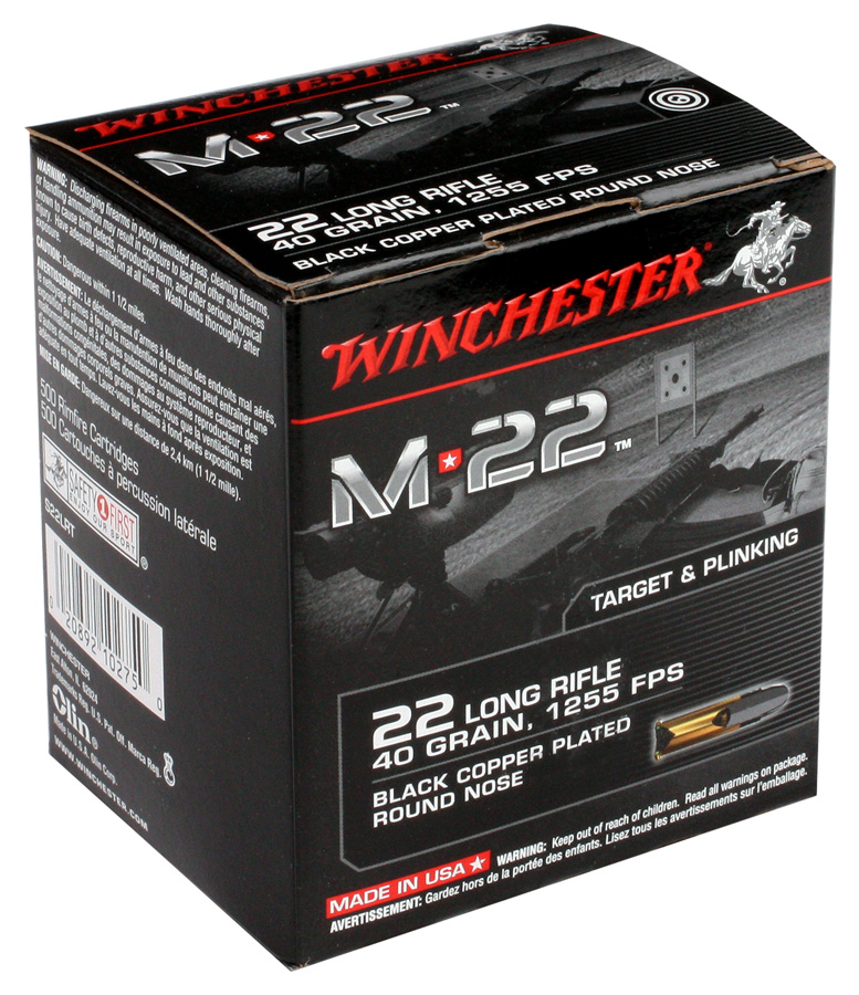 WINCHESTER M-22 22LR 40GR LEAD-RN 1255FPS 1000RD 2BX/CS - for sale