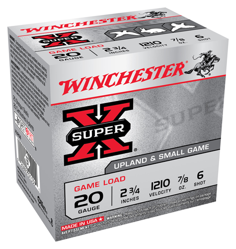 WINCHESTER SUPER-X 20GA 2.75" 7/8OZ #6 1210FPS 250RD CASE - for sale