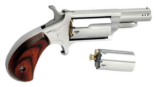 NAA MINI-REVOLVER COMBO 1-5/8" 22LR/22WMR S/S PORTED WOOD - for sale