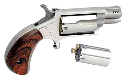 NAA MINI-REVOLVER COMBO 1-1/8" 22LR/22WMR S/S PORTED WOOD - for sale
